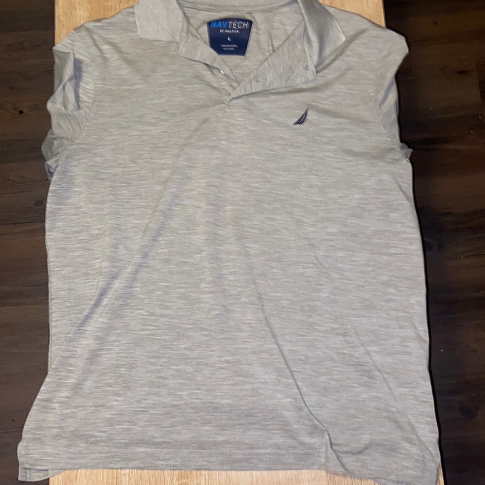 Mens Gray Nautica Polo EUC Size large
